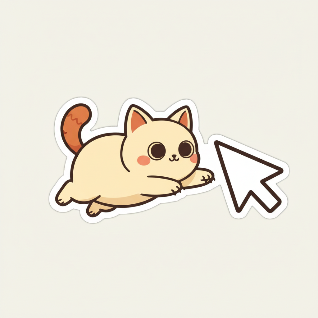 Sticker: the cat pouncing on a mouse cursor