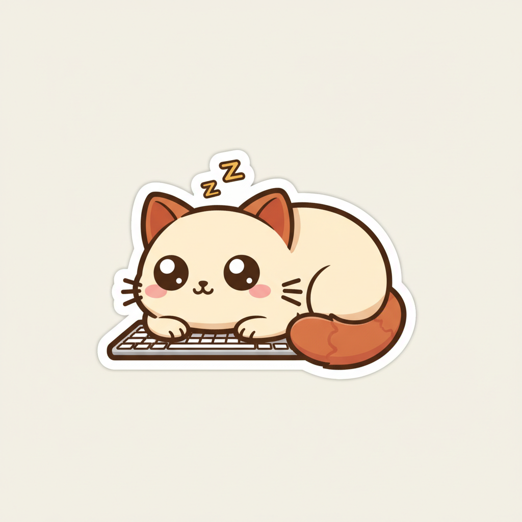 Sticker: the cat asleep on a keyboard with zZ above